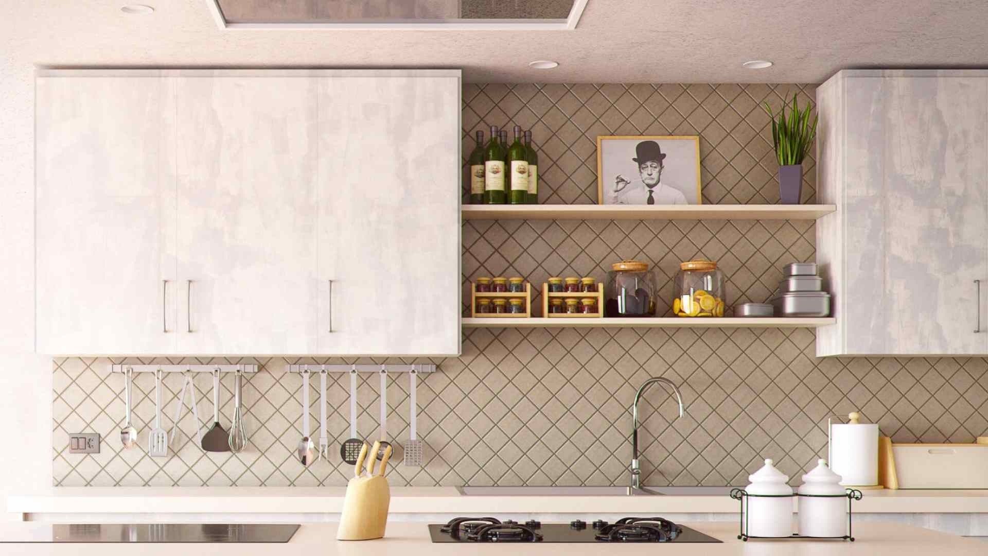Kitchen with a tile back splash