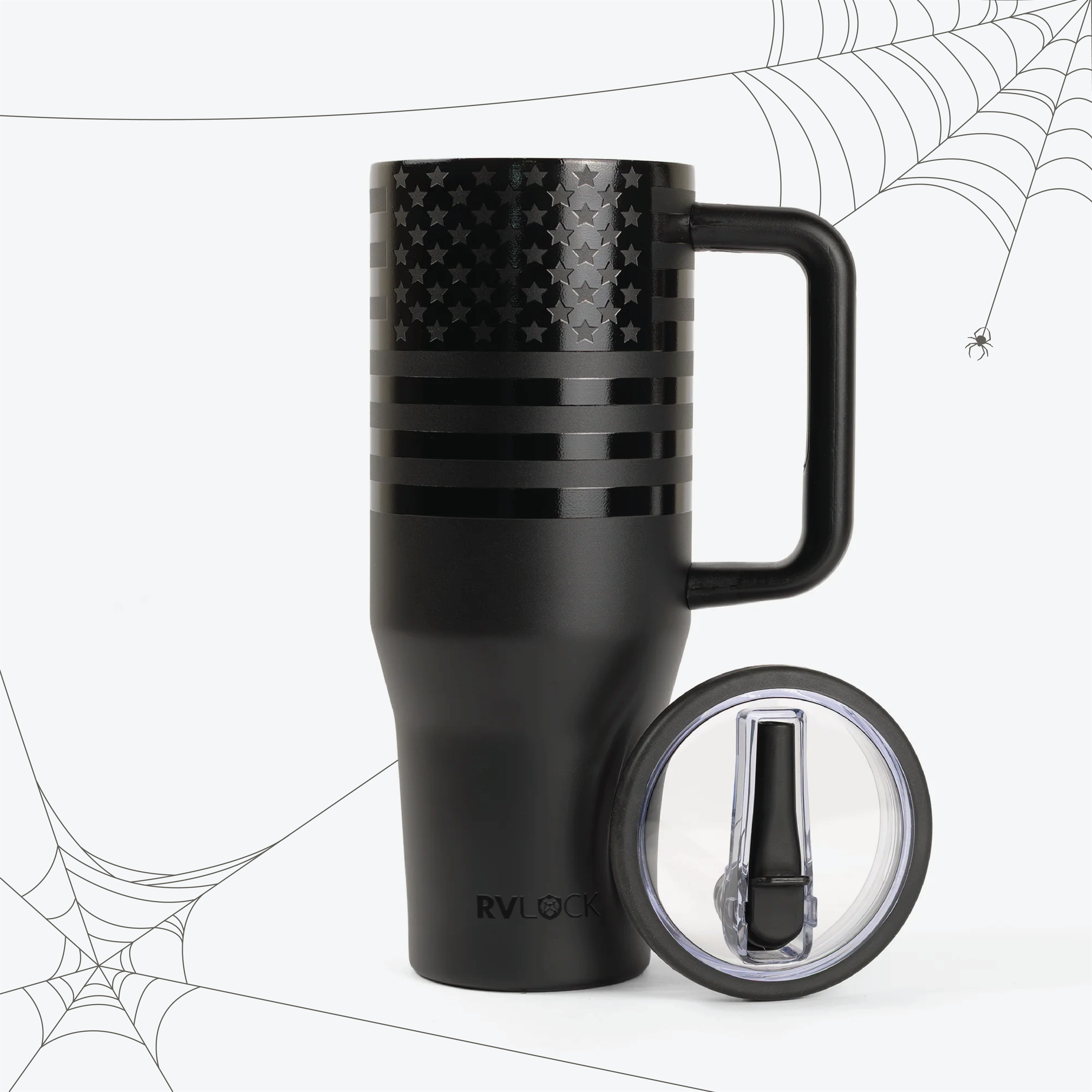 RVLock Oasis 40oz Stainless Steel Cup - Black Flag