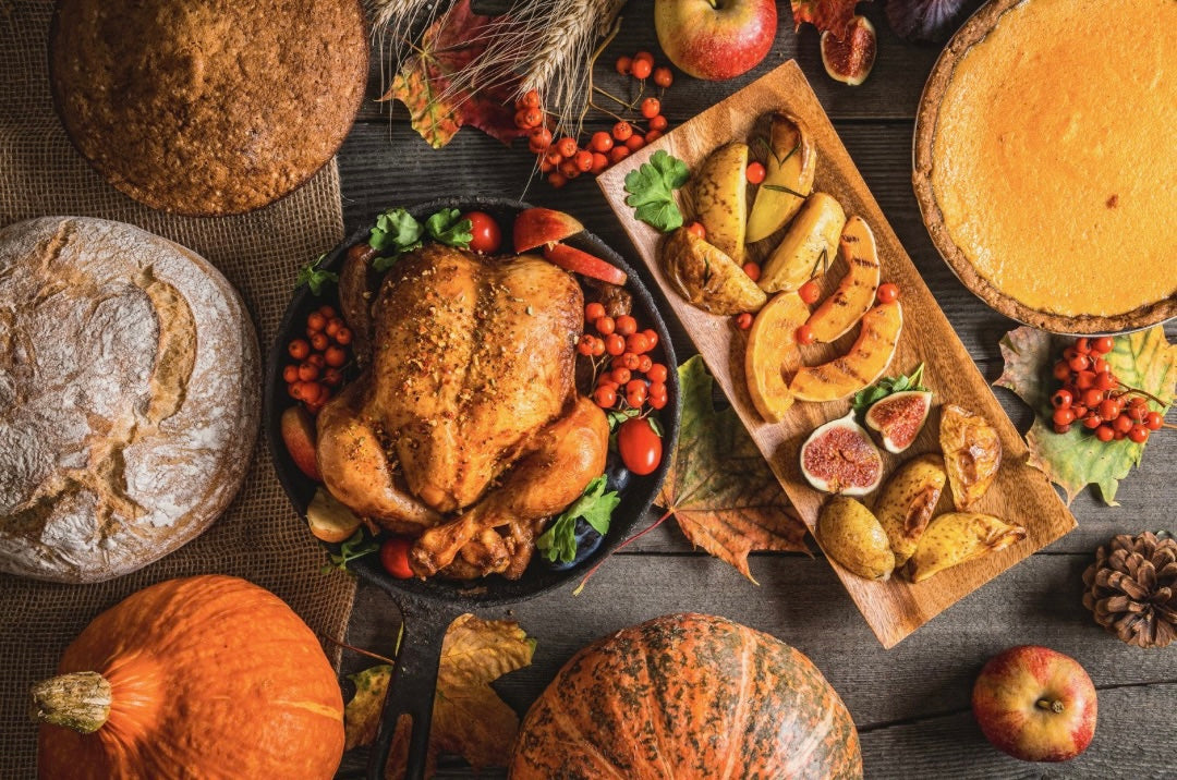 Thanksgiving dinner in travel trailer