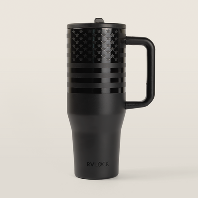 RVLock Oasis 40oz Stainless Steel Cup - Patriotic Black