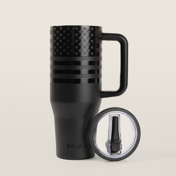 RVLock Oasis 40oz Stainless Steel Cup - Patriotic Black