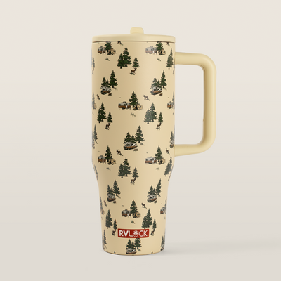 RVLock Oasis 40oz Stainless Steel Cup - Camp Pattern