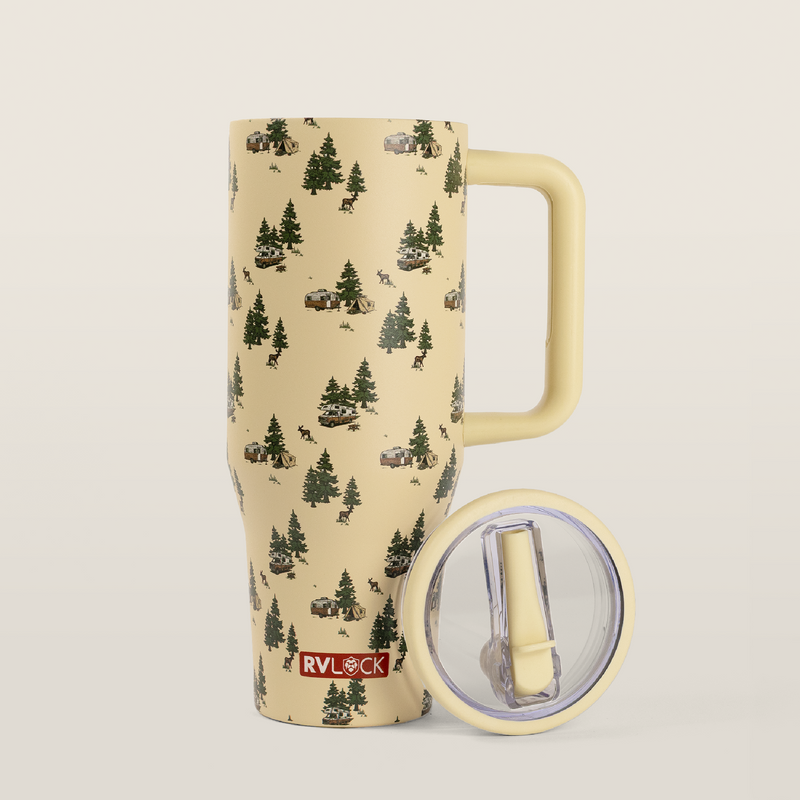 RVLock Oasis 40oz Stainless Steel Cup - Camp Pattern