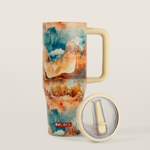 RVLock Oasis 40oz Stainless Steel Cup - Zion Watercolor