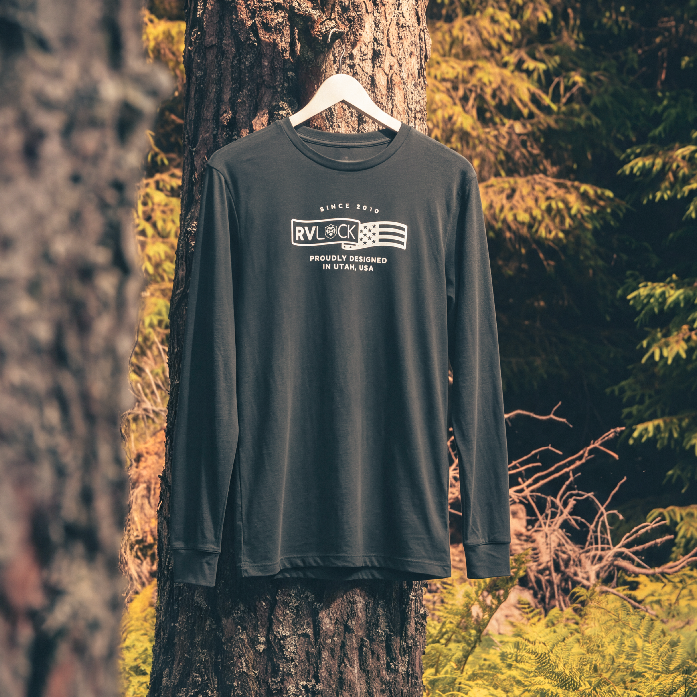 RVLock Unisex Long Sleeve Shirt - Gray RVLock Designed in USA