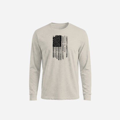 RVLock Unisex Long Sleeve Shirt - Tan Made to Wander In American Flag