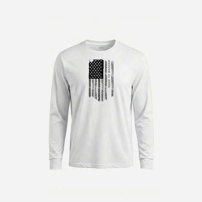RVLock Unisex Long Sleeve Shirt - White Made to Wander In American Flag