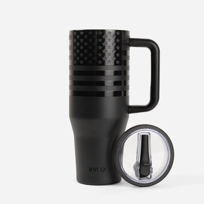 RVLock Oasis 40oz Stainless Steel Cup - Black Flag