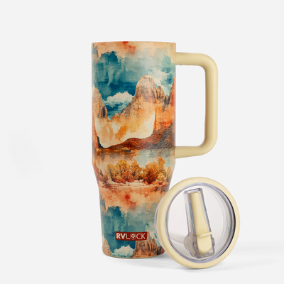 RVLock Oasis 40oz Stainless Steel Cup - Zion Watercolor